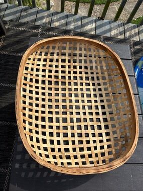 Natural Woven Oval Serving Basket - Light Brown